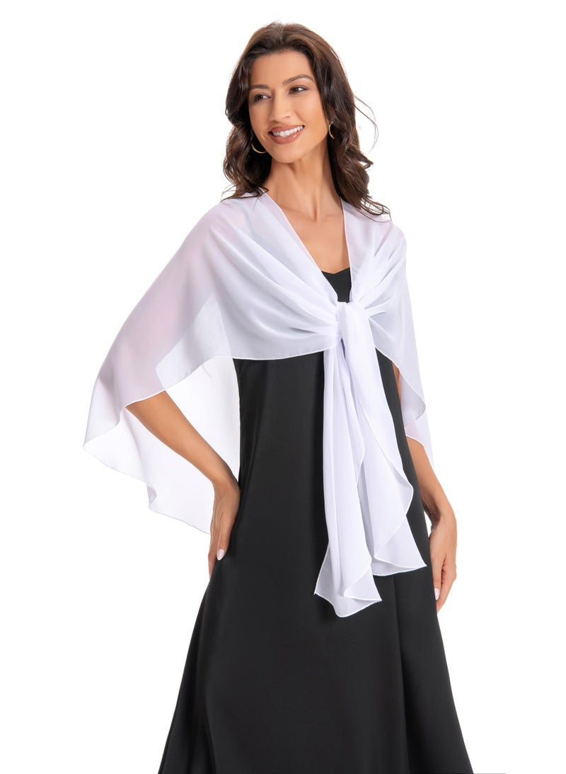 Hotshawl Womens Chiffon Shawls and Wraps, Wedding Party Shawl Scarf for Evening Dresses (White) - Image 2